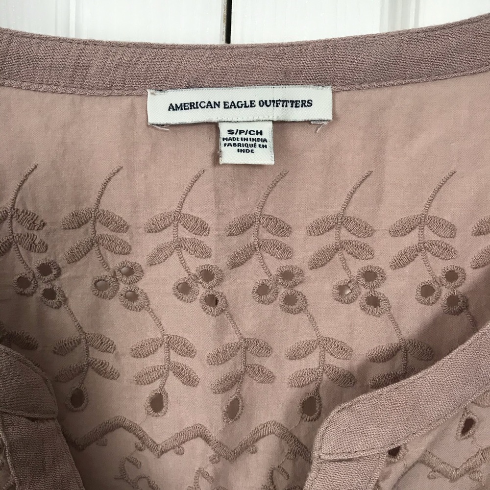 American Eagle Button Down Blouse Shirt Mauve Smal - image 2